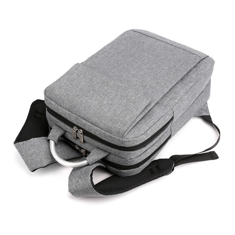 The new backpack men's double-layer zipper business computer bag casual multi-functional conference gift bag supports printing