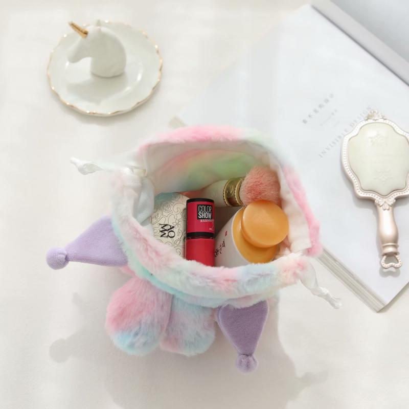 children, internet celebrities, students, girls, hearts, drawstrings, clutch bags, plush bags, makeup bags, plush bags, storage bags, women's cartoons