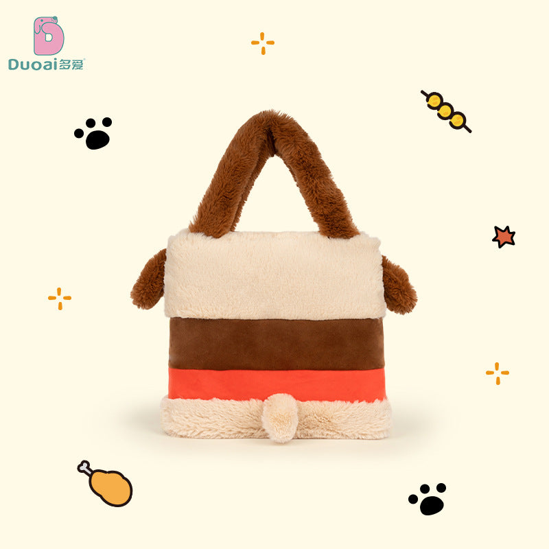 Cartoon cute hamburger dog shape handbag, girls' commuting large capacity storage bag, shopping handbag