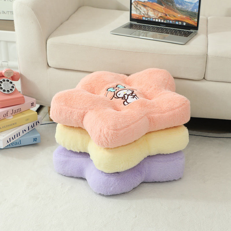 Flower Plush Cushion - Cute 5-Petal Chair Cushion for Office & Home