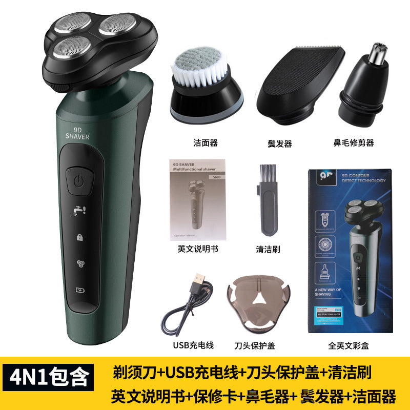 9D Electric Shaver for Men - Waterproof Rechargeable Razor with Multi-Functional Beard Trimmer