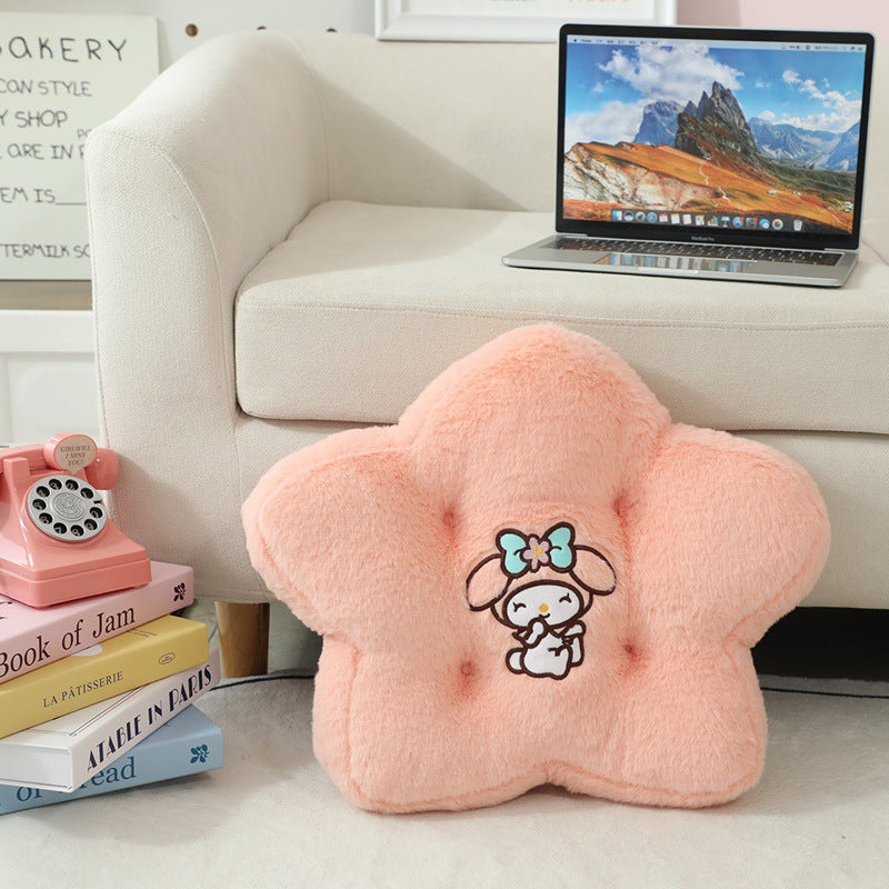 Flower Plush Cushion - Cute 5-Petal Chair Cushion for Office & Home