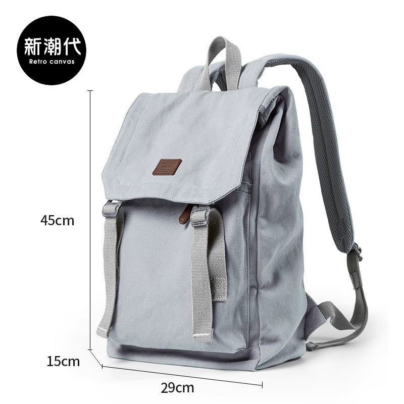Factory custom trendy Korean version men's backpack casual backpack canvas travel bag college student schoolbag wholesale