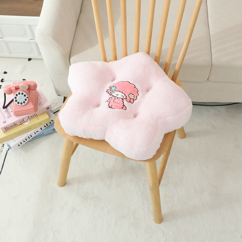Flower Plush Cushion - Cute 5-Petal Chair Cushion for Office & Home
