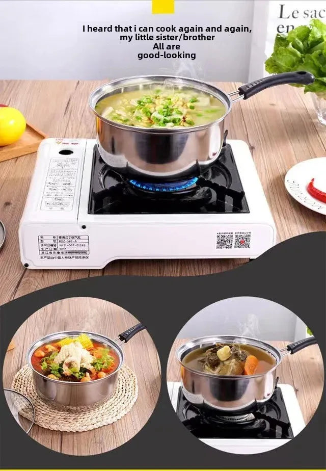 Stainless steel thickened household amphora soup pot, single-handle milk pot, small cooking pot, steamed porridge noodles, apple pot, gas cooker