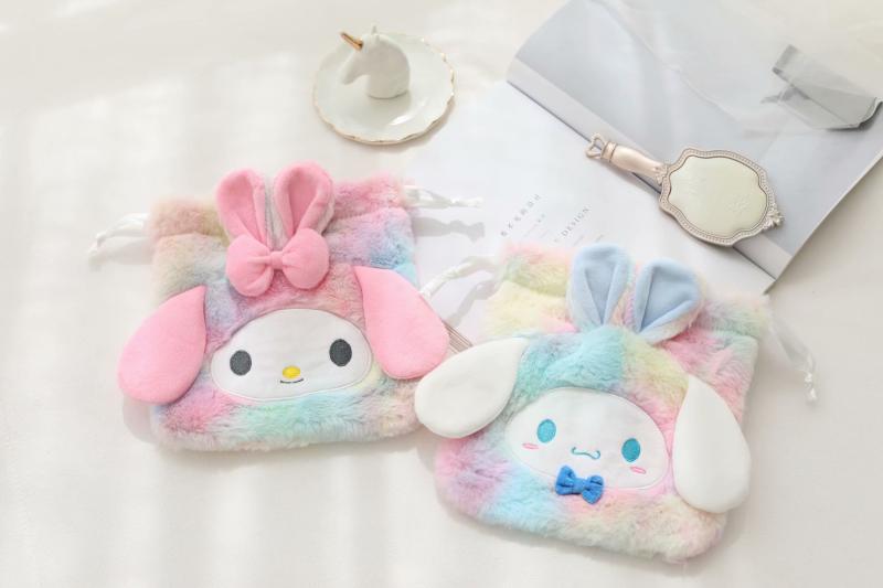 children, internet celebrities, students, girls, hearts, drawstrings, clutch bags, plush bags, makeup bags, plush bags, storage bags, women's cartoons