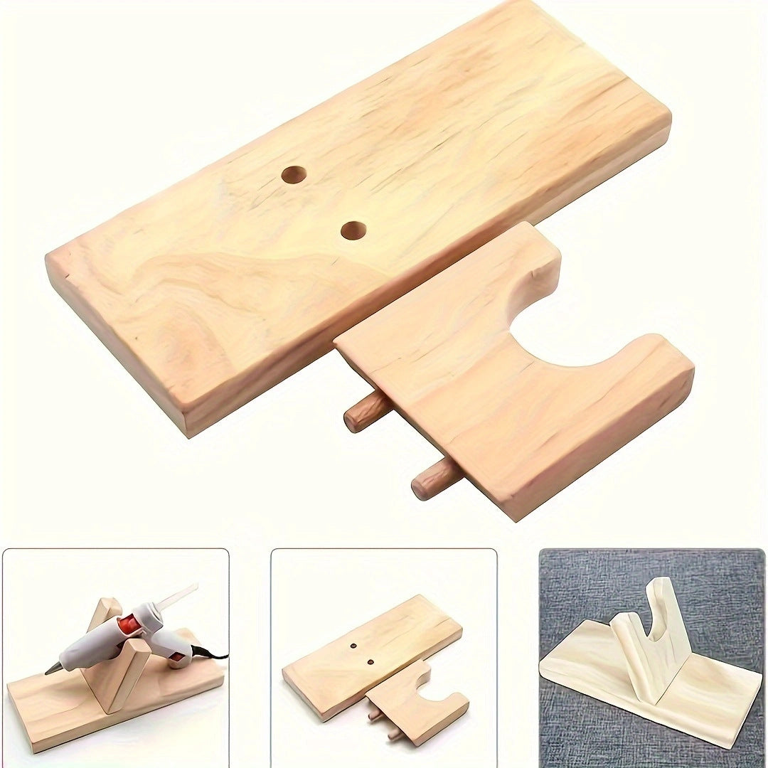 Hot melt adhesive bracket wooden shelf fixes the base of the rubber head Wooden hot melt glue gun is placed to store the wooden shelf