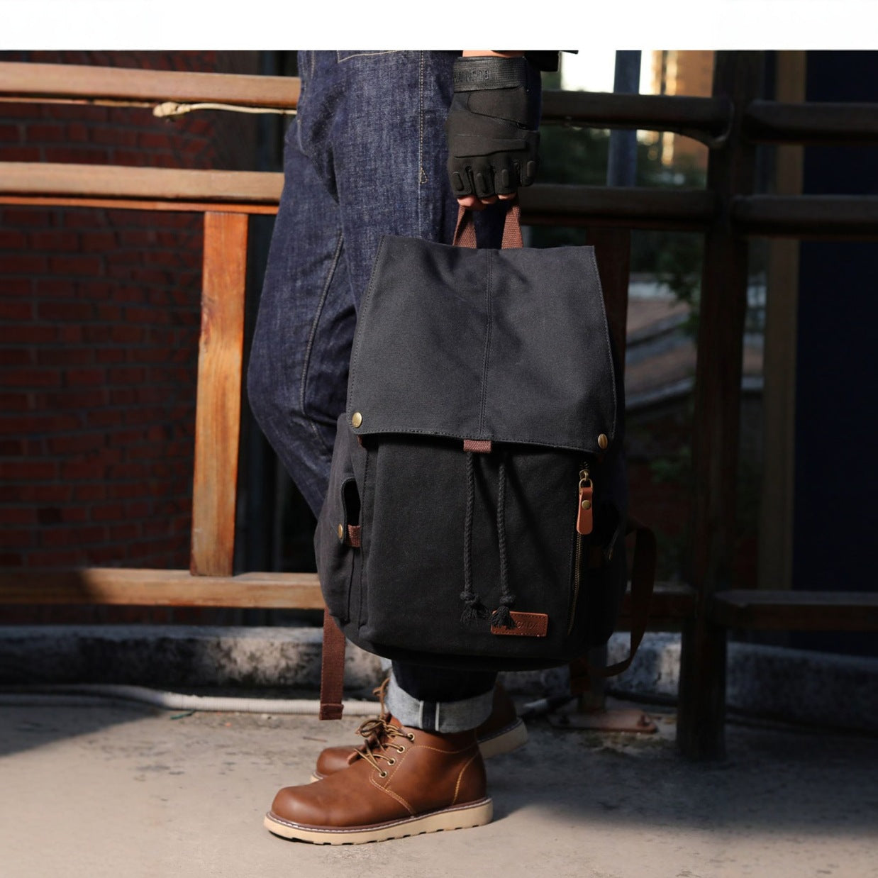 Canvas fashion trend korean large capacity student backpack men's and women's travel computer backpack