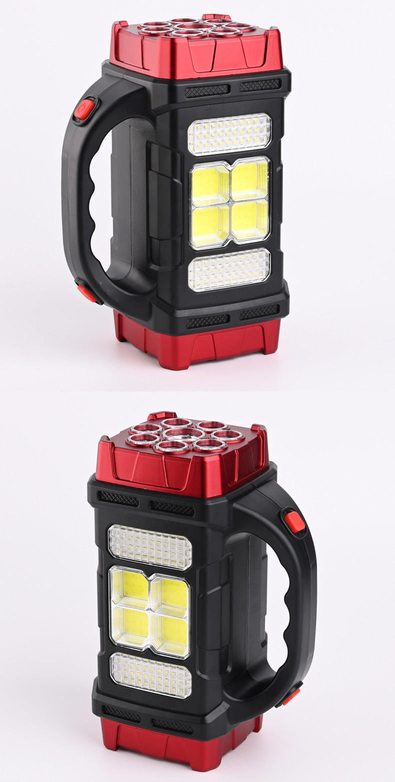 Cross border flashlight strong light led outdoor rechargeable searchlight portable household waterproof plastic xenon camping lantern