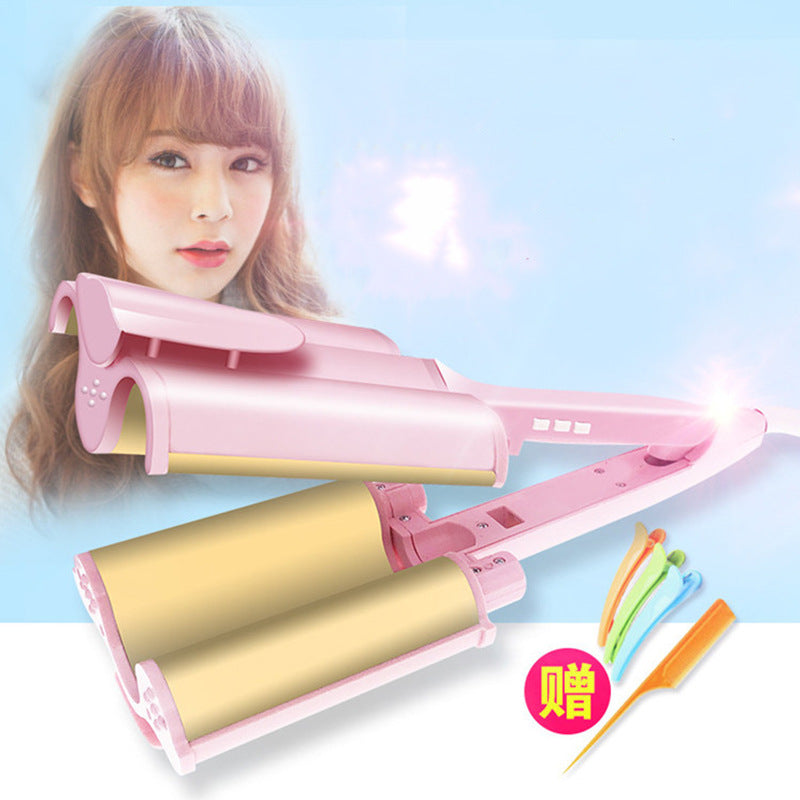 New ceramic curling iron three tube curling device Korean egg roll pear head does not hurt hairpin plate water ripple perm