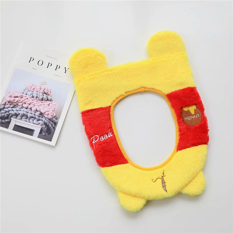 Cartoon Donald Duck Autumn and Winter Thickened Velcro Non-slip Plush Toilet Cover Cushion Cover Toilet Ferrule Soft Cushion