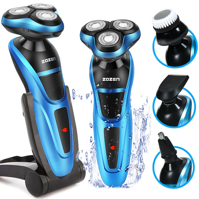 Multi-function electric shaver full body wash, floating rotary, interchangeable three-head design, deep clean shaving