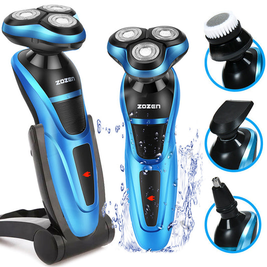 Multi-function electric shaver full body wash, floating rotary, interchangeable three-head design, deep clean shaving