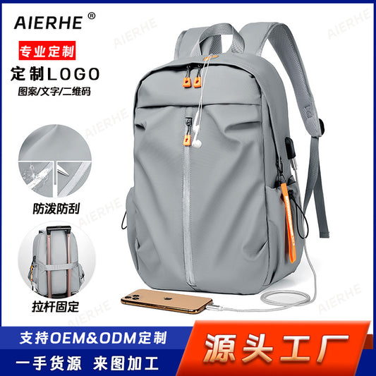 Cross-border film waterproof backpack large capacity student school bag business computer backpack fashion simple men's backpack