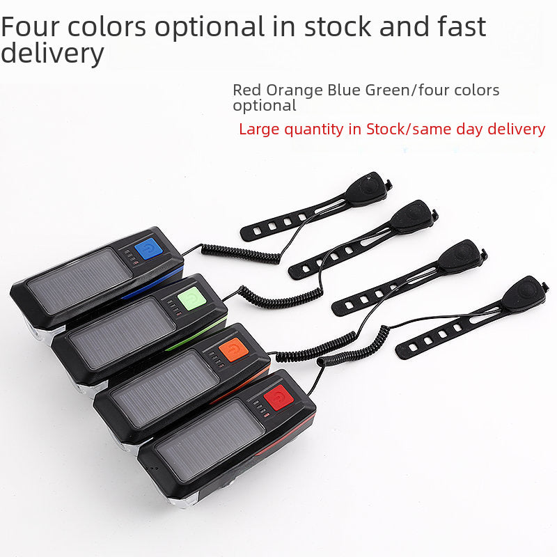 Multi-function horn bicycle light headlight outdoor cycling light lighting night light solar USB double charge night running light