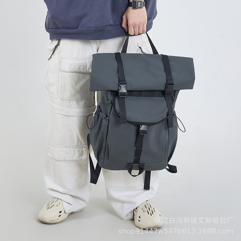 New Large Capacity Men's Backpack Athleisure Backpack Premium Solid Color Street Cool Expandable Travel Bag