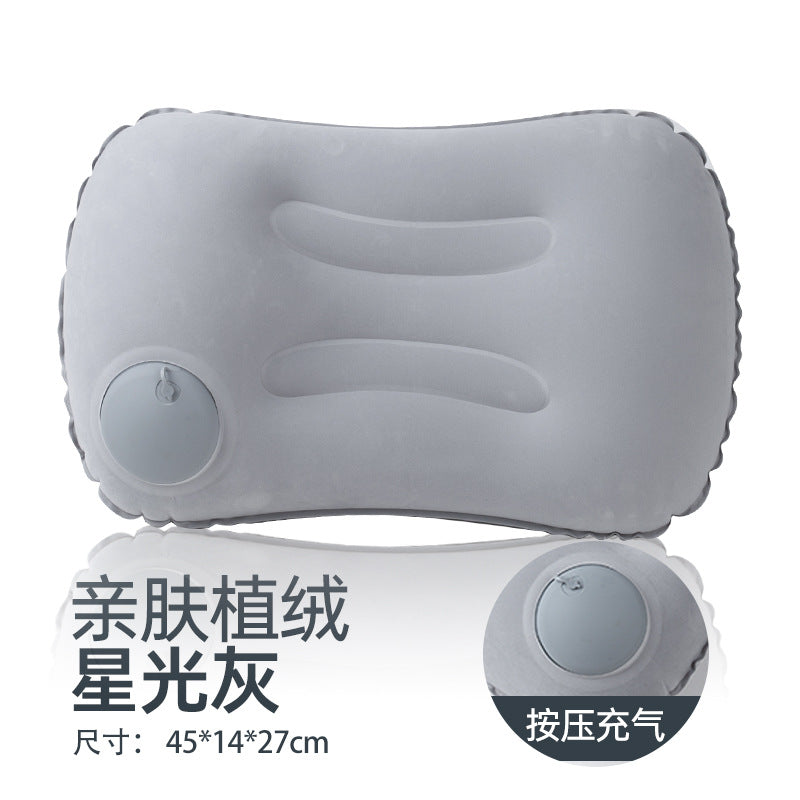 Car neck pillow lumbar support set, neck support pillow for tourist car, lumbar pad, press inflatable flocking U-shaped pillow, car headrest