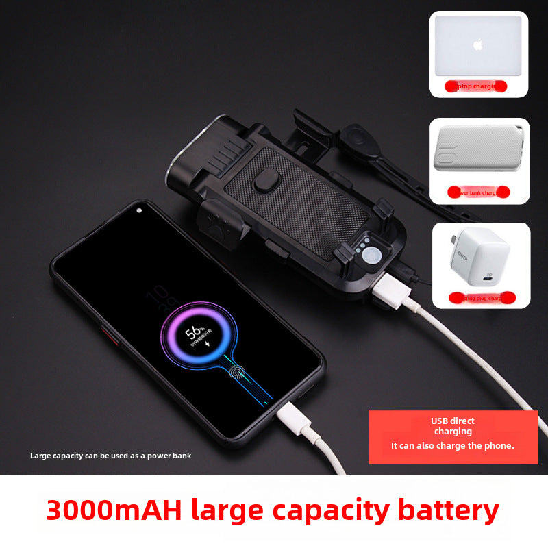 Bicycle mobile phone holder front light USB power bank with mobile phone holder bicycle horn light safety warning light