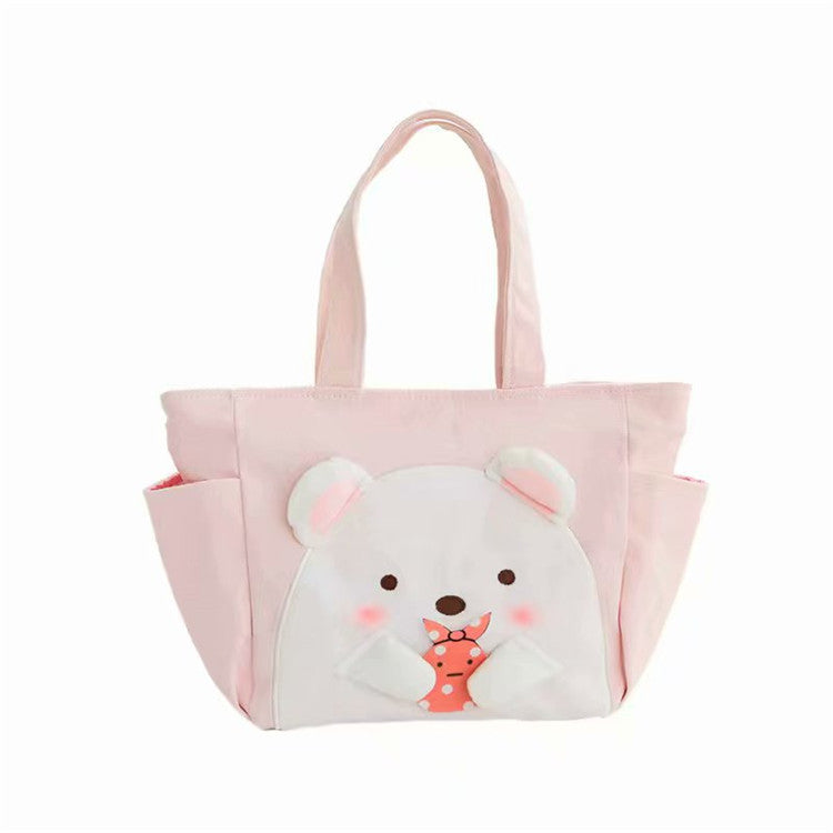 Cute corner creature cat lunch box bag bento bag play outing handbag student to work with rice canvas bag