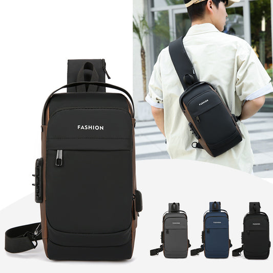 Cross-border new men's chest bag, casual large-capacity shoulder crossbody bag, Korean version of the motorcycle bag, water-repellent trend backpack