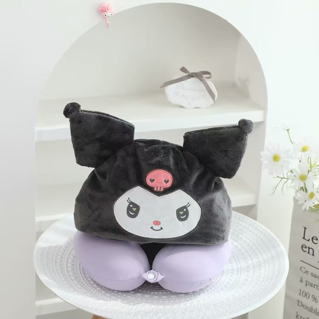 New summer cartoon ice silk memory foam U-shaped pillow cute kulomi cinnamon dog office nap pillow can be wholesale