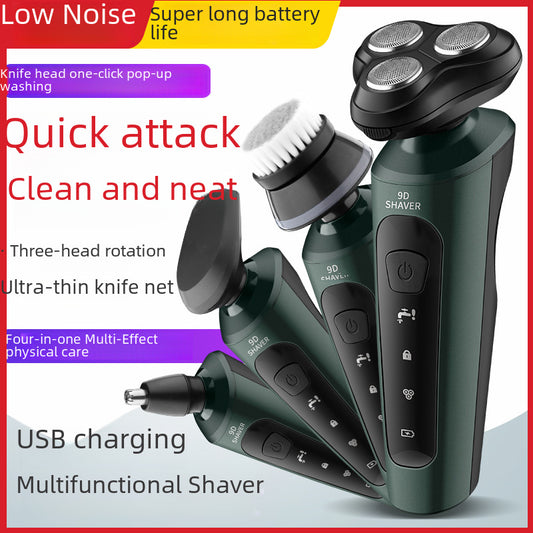 9D Electric Shaver for Men - Waterproof Rechargeable Razor with Multi-Functional Beard Trimmer