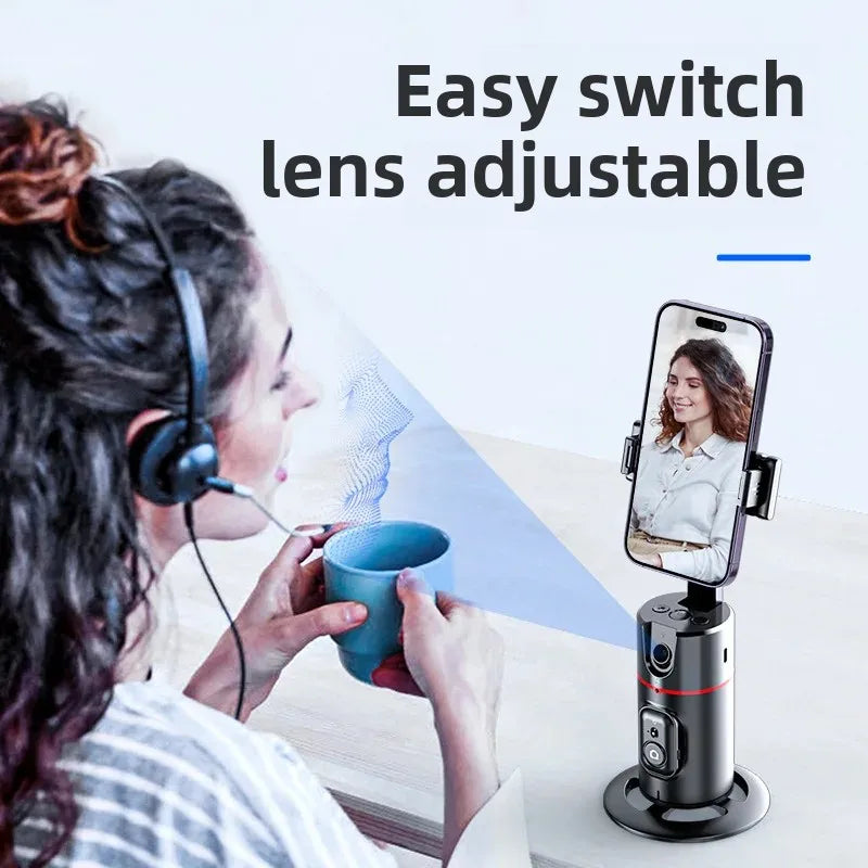 The new mobile phone follow-up gimbal P02 desktop Douyin live panoramic follow-up bracket AI face recognition 360°
