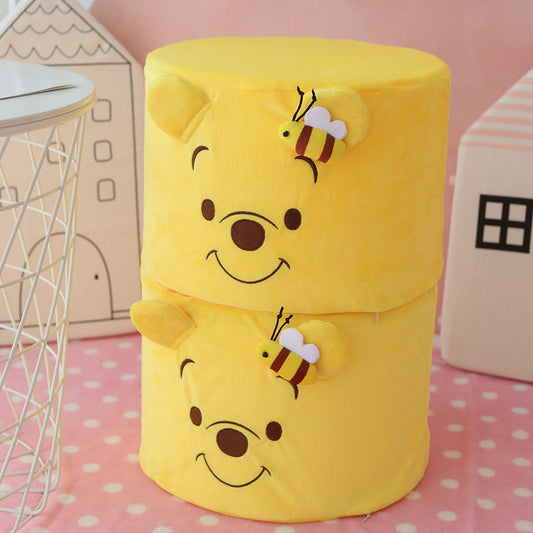 Cute bee Winnie the Pooh home changing stool plush ottoman round living room cartoon pillar baby stool