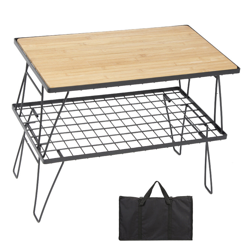 Outdoor camping shelves, net tables, cross-border portable iron folding tables, multi-functional barbecue, multi-layer camping splicing tables