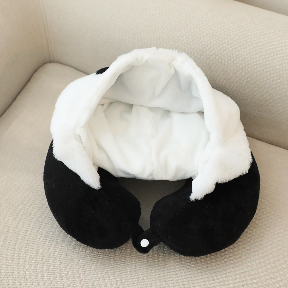 New cartoon panda neck pillow, U-shaped pillow, office nap artifact, travel plane, portable U-pillow, neck pillow, hooded