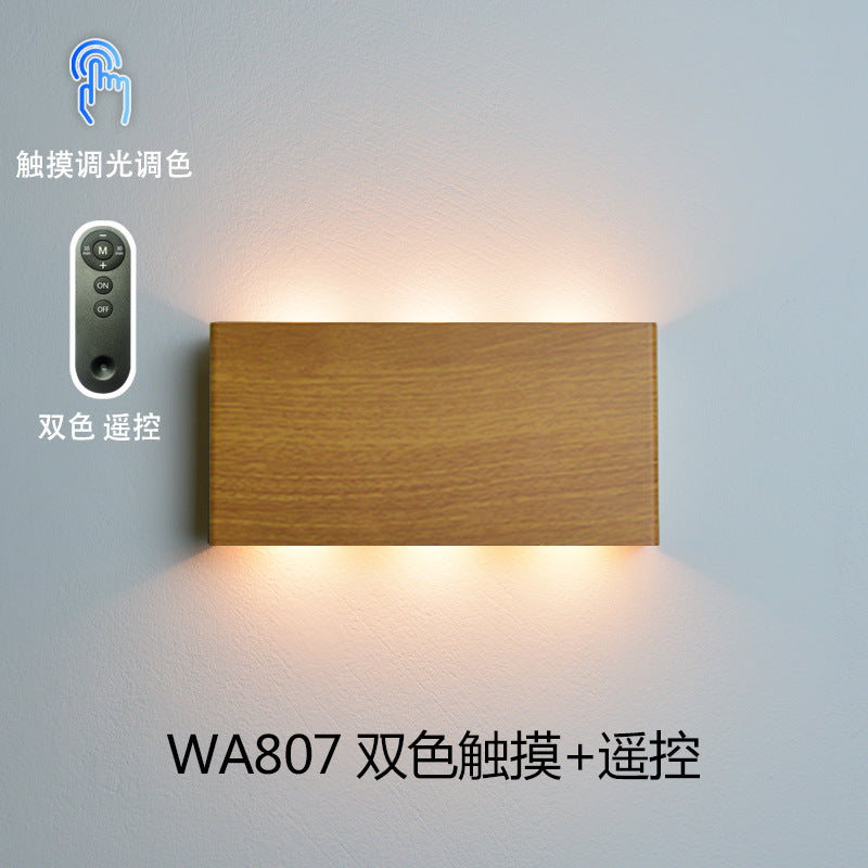 Cross-border double-sided luminous remote control three-color RGB touch magnetic wall lamp, USB charging, wiring-free bedside night light