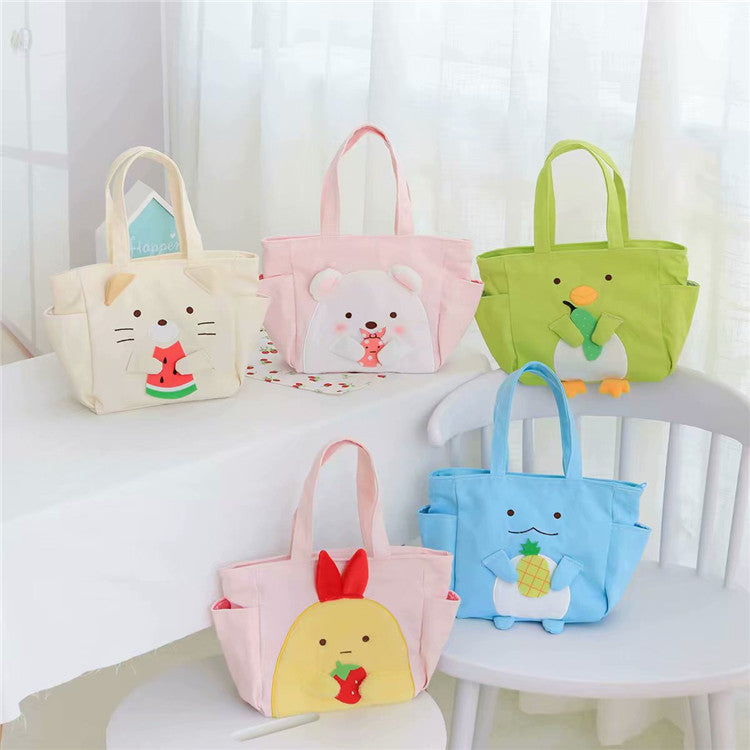 Cute corner creature cat lunch box bag bento bag play outing handbag student to work with rice canvas bag