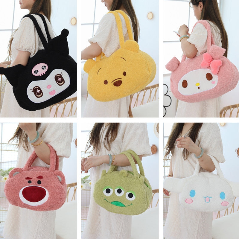 Hot Selling Cartoon Soft Cute One Shoulder Bag Plush Student Handbag Office Worker Storage Women's Large Capacity Crossbody Bag