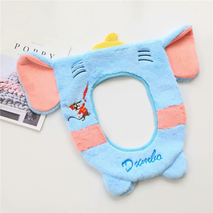 Cartoon Donald Duck Autumn and Winter Thickened Velcro Non-slip Plush Toilet Cover Cushion Cover Toilet Ferrule Soft Cushion