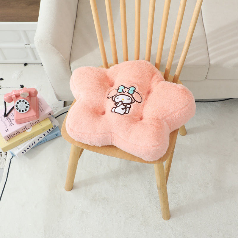 Flower Plush Cushion - Cute 5-Petal Chair Cushion for Office & Home