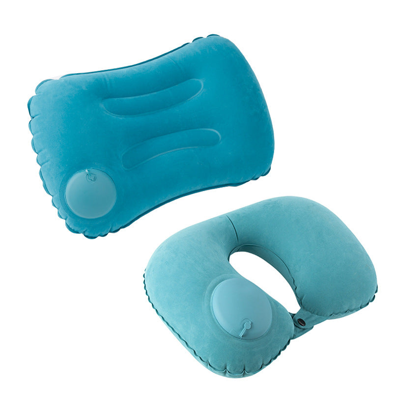 Car neck pillow lumbar support set, neck support pillow for tourist car, lumbar pad, press inflatable flocking U-shaped pillow, car headrest