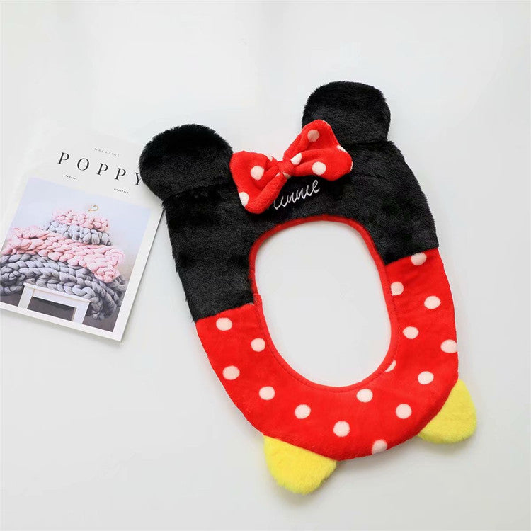 Cartoon Donald Duck Autumn and Winter Thickened Velcro Non-slip Plush Toilet Cover Cushion Cover Toilet Ferrule Soft Cushion
