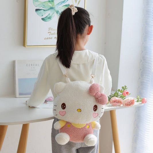 Cartoon kitty cat backpack wholesale kids out play light small backpack soft girl plush crossbody bag