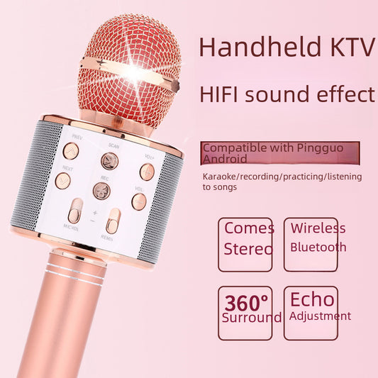 858 mobile phone karaoke bluetooth microphone children's audio microphone all-in-one live broadcast wireless karaoke microphone wholesale