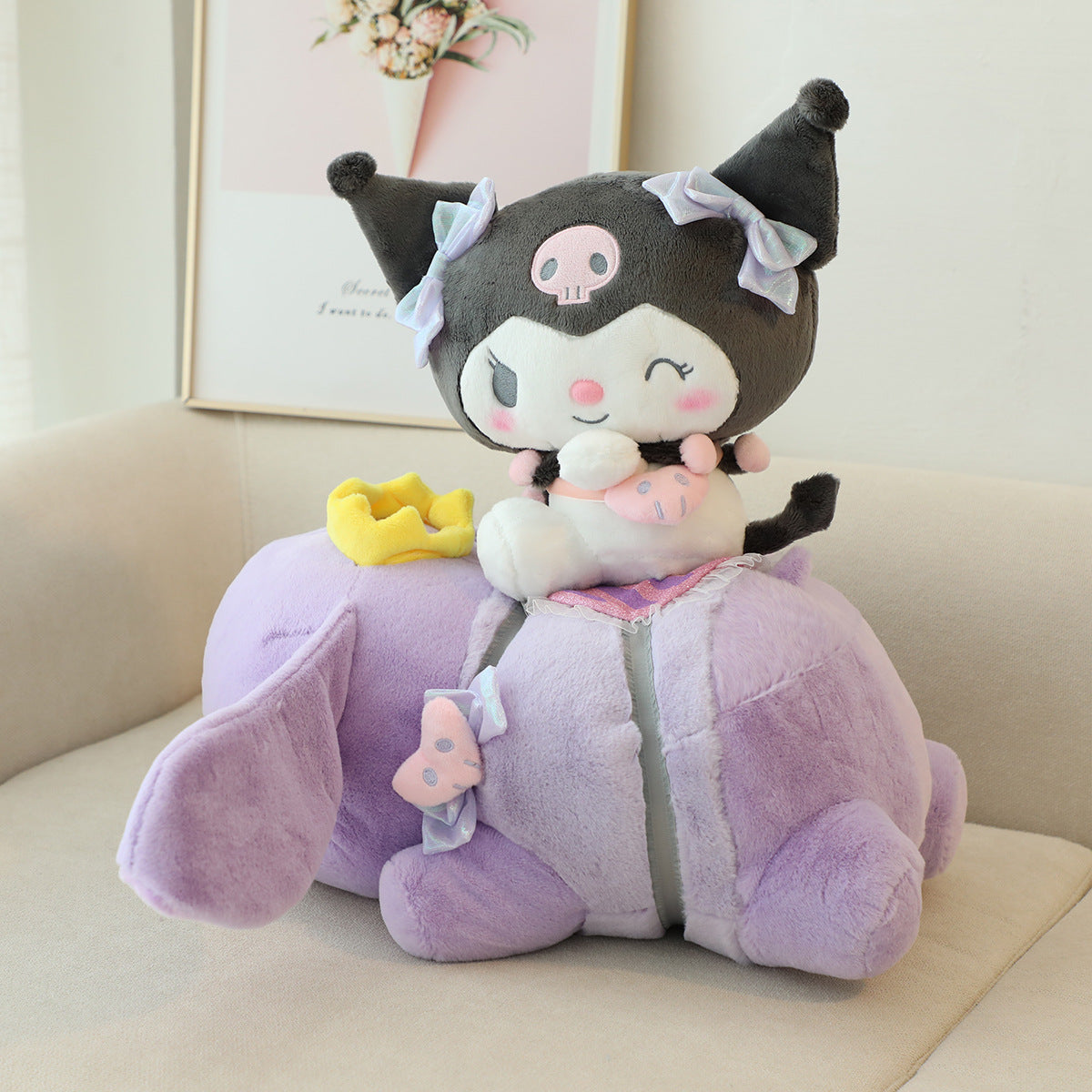 Cute girly heart plush doll pillow bedroom girl sleeping special kulomi devil sofa doll pillow