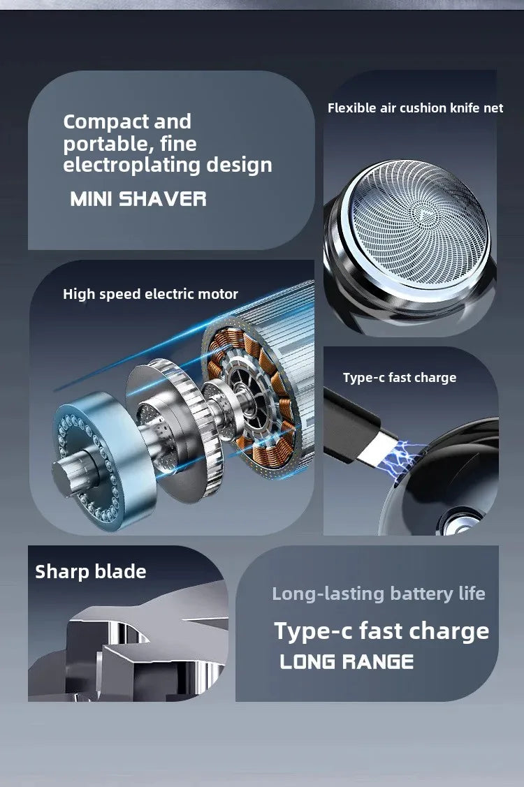 New Electric Shaver Men's Shaver Washable Mini Beard Sharpener Small Portable Rechargeable One Piece Delivery