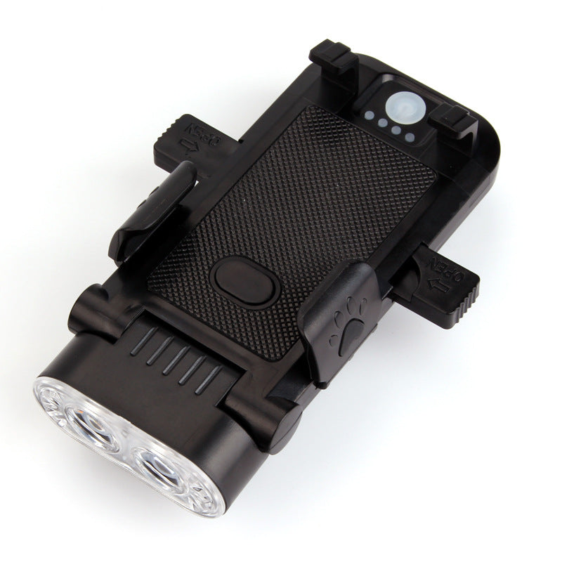 Bicycle mobile phone holder front light USB power bank with mobile phone holder bicycle horn light safety warning light