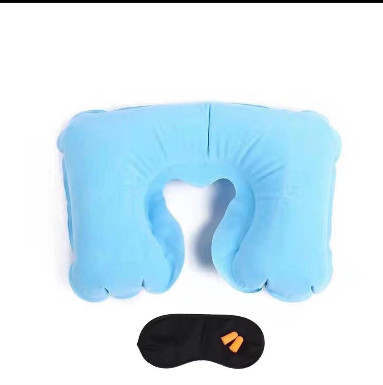 Travel Sanbao blackout eye mask, earplugs, inflatable pillow, U-shaped pillow, travel Sanbao inflatable pillow, aviation set U-shaped pillow