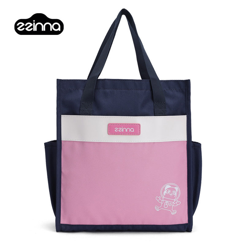 ZZINNA Kids Elementary School Student Tutoring School Bag Cartoon Cute Girl Canvas Handbag Light Tuition Bag Wholesale