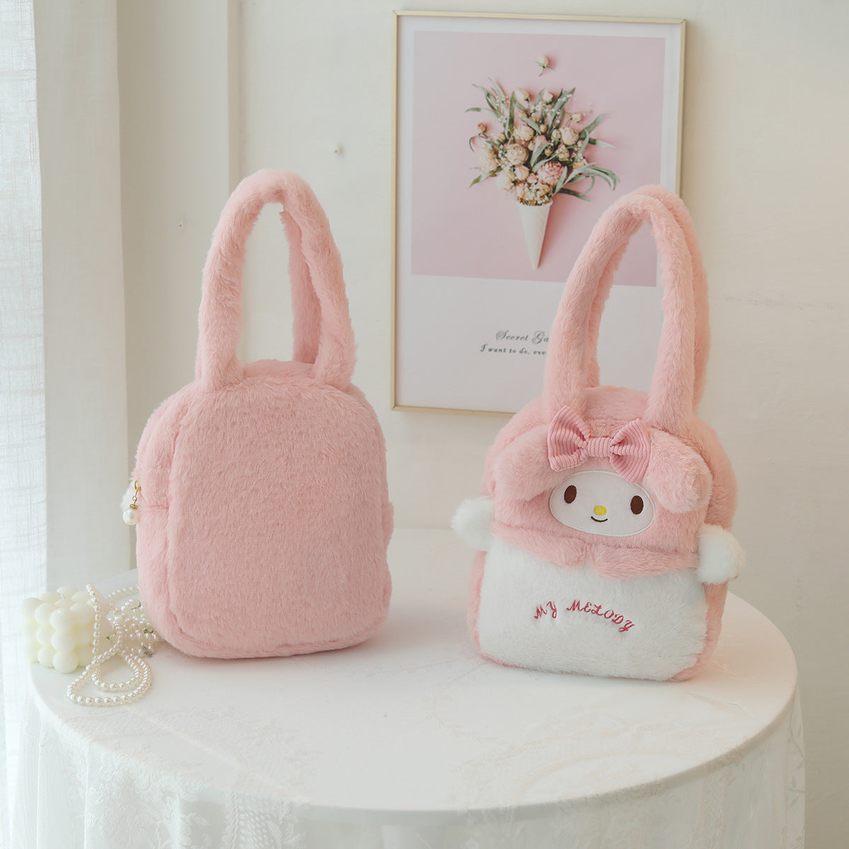 Cartoon Melody plush handbag wholesale children's outing handbag outing handbag picnic soft girl shoulder bag