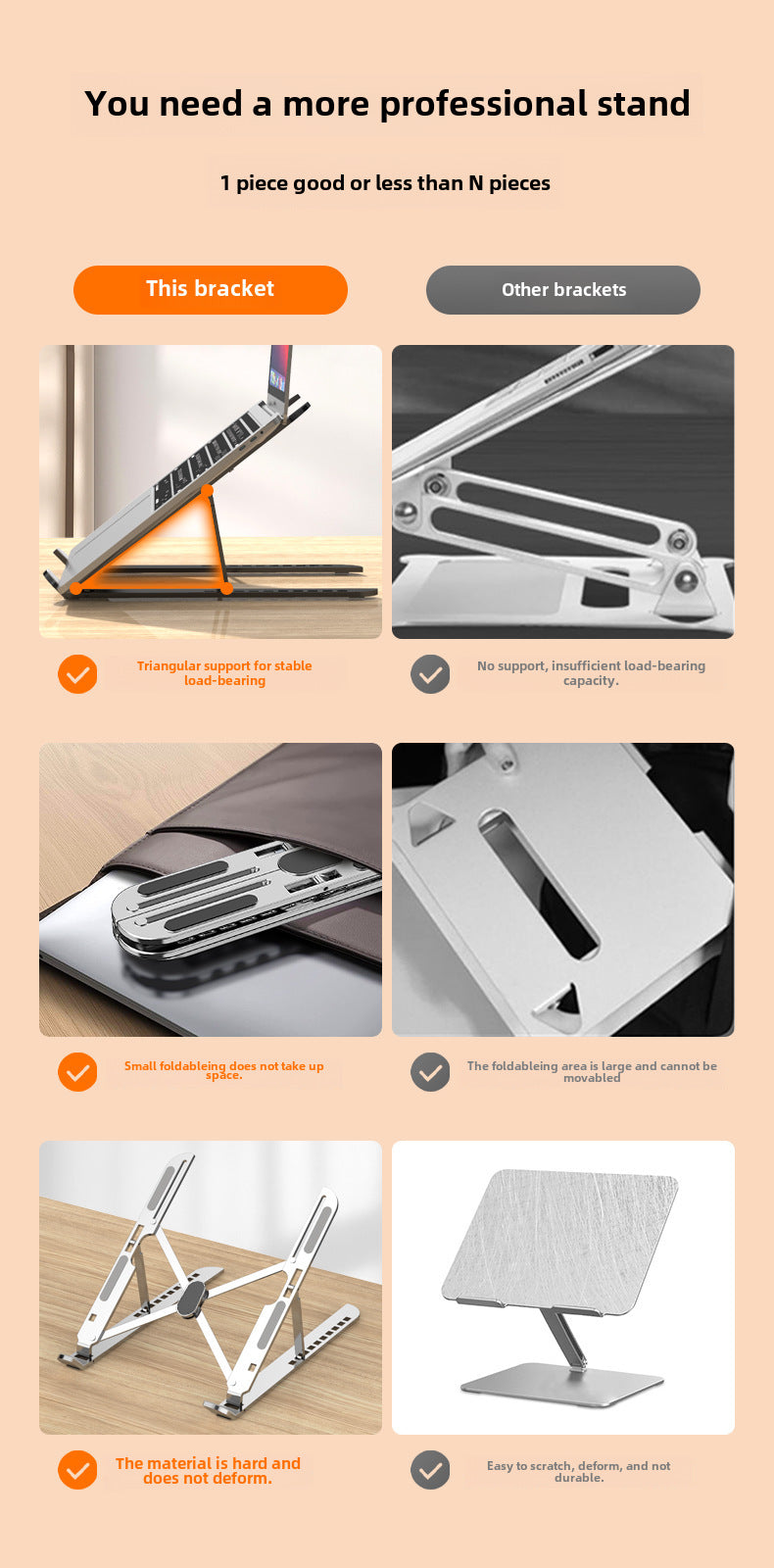 The new cross-border desktop laptop stand folds and dissipates heat dissipation with ten levels of adjustment aluminum alloy laptop stand
