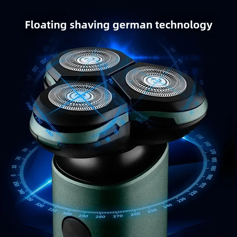 Multi-function floating shaver, USB rechargeable razor, full body washable beard blade, three heads