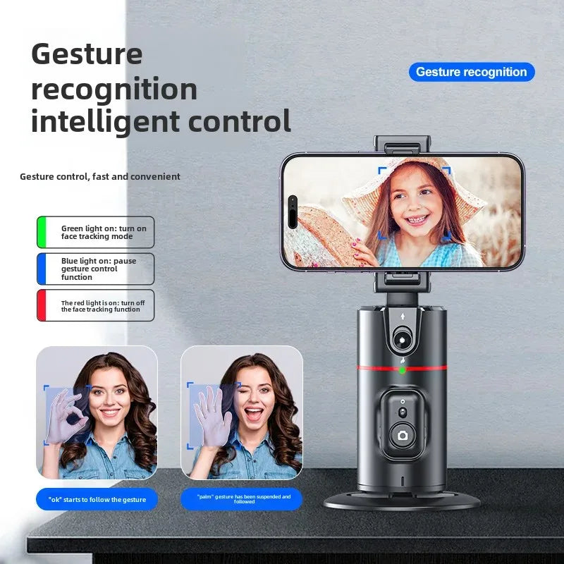 The new mobile phone follow-up gimbal P02 desktop Douyin live panoramic follow-up bracket AI face recognition 360°