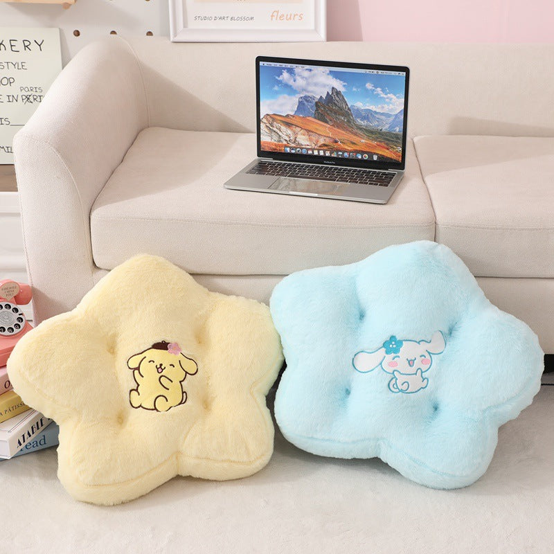 Flower Plush Cushion - Cute 5-Petal Chair Cushion for Office & Home