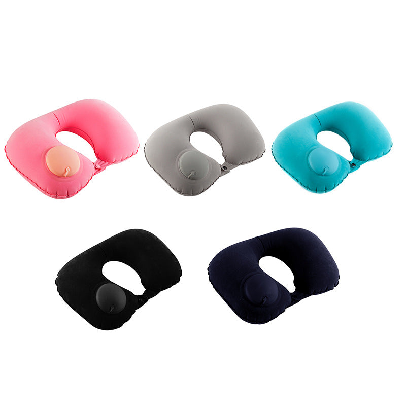 Car neck pillow lumbar support set, neck support pillow for tourist car, lumbar pad, press inflatable flocking U-shaped pillow, car headrest